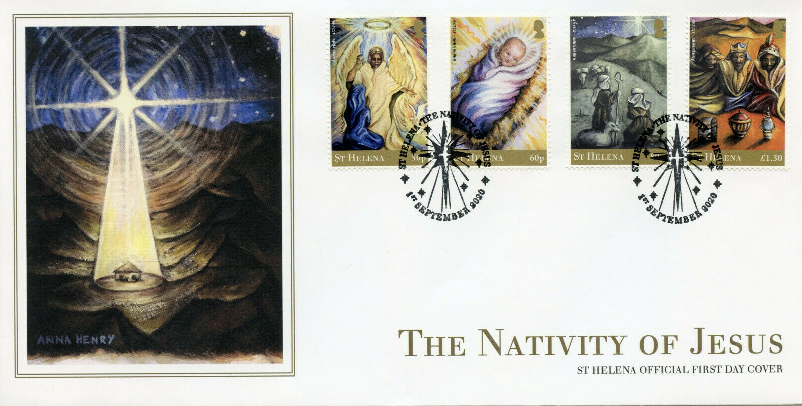 St Helena Christmas Stamps 2020 FDC Nativity of Jesus Angels Magi 4v Set
