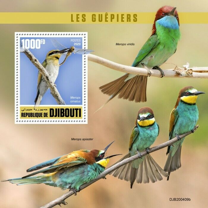 Djibouti 2020 MNH Birds on Stamps Bee-Eaters Rainbow Bee-Eater 1v S/S