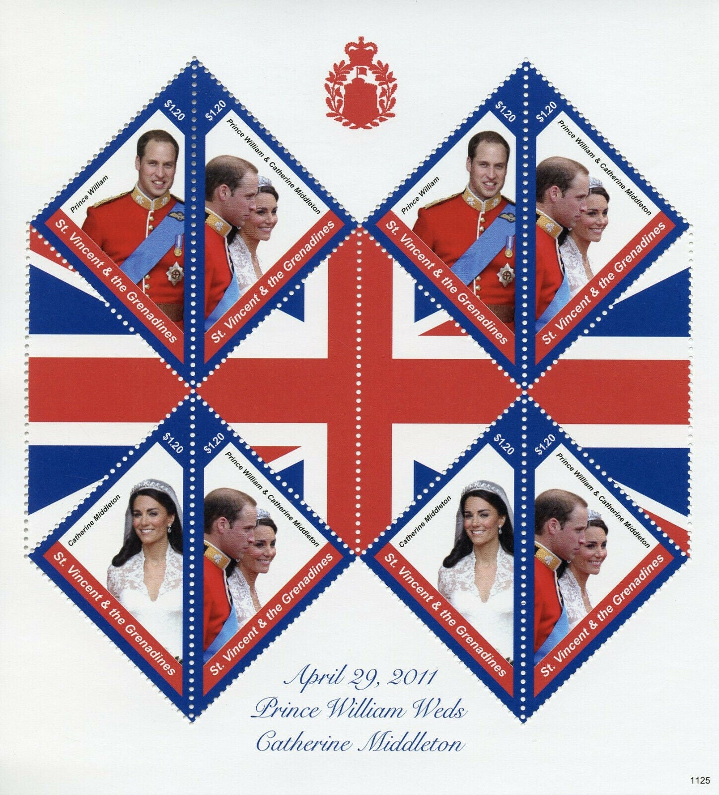 St Vincent & Grenadines 2011 MNH Royalty Stamps Prince William & Kate Royal Wedding 8v M/S I