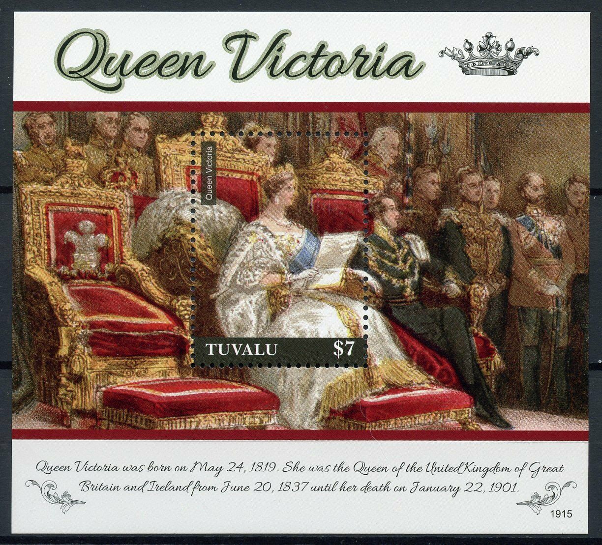 Tuvalu 2019 MNH Royalty Stamps Queen Victoria 200th Birth Anniv 1v S/S