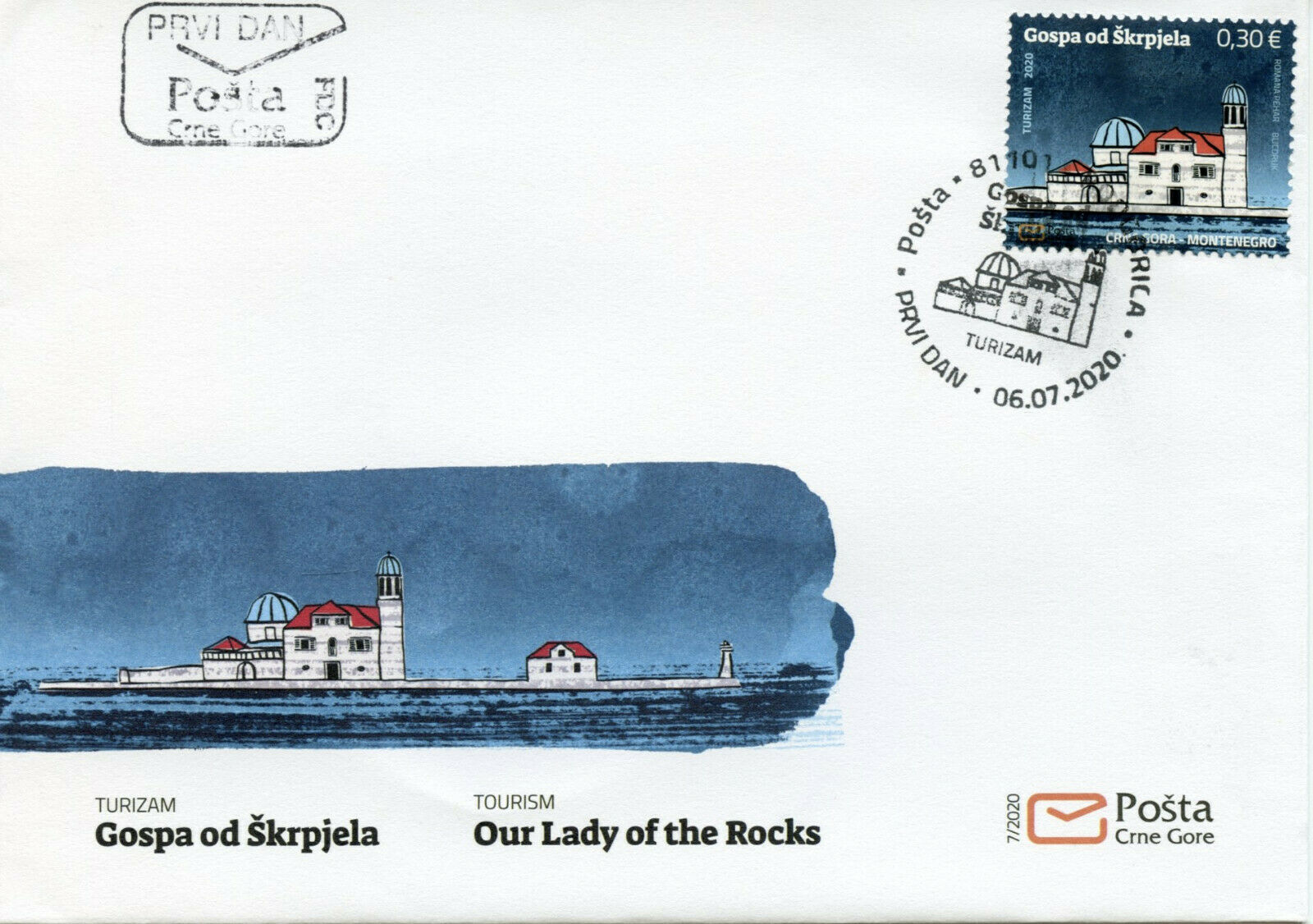 Montenegro Churches Stamps 2020 FDC Our Lady of the Rocks Architecture 1v Set