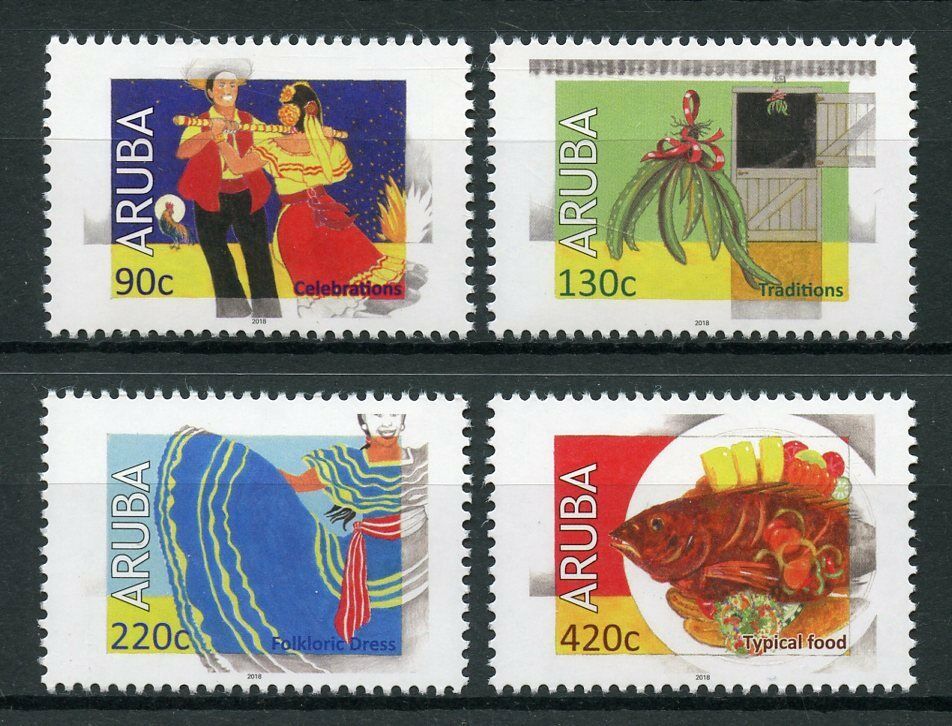 Aruba Cultures & Traditions Stamps 2018 MNH Dance Dress Foods Gastronomy 4v Set