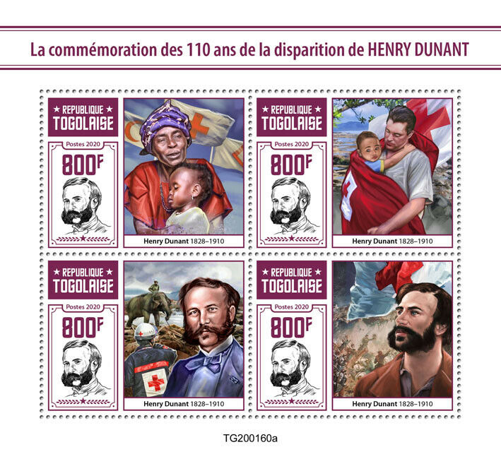 Togo Red Cross Stamps 2020 MNH Henry Dunant Medical Famous People 4v M/S