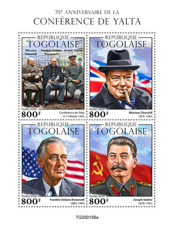 Togo 2020 MNH Military Stamps WWII WW2 Yalta Conference Churchill Stalin 4v M/S