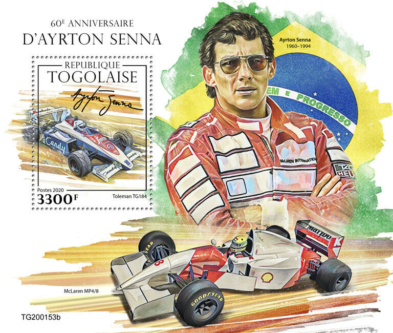 Togo Sports Stamps 2020 MNH Ayrton Senna McLaren Formula One F1 1v S/S