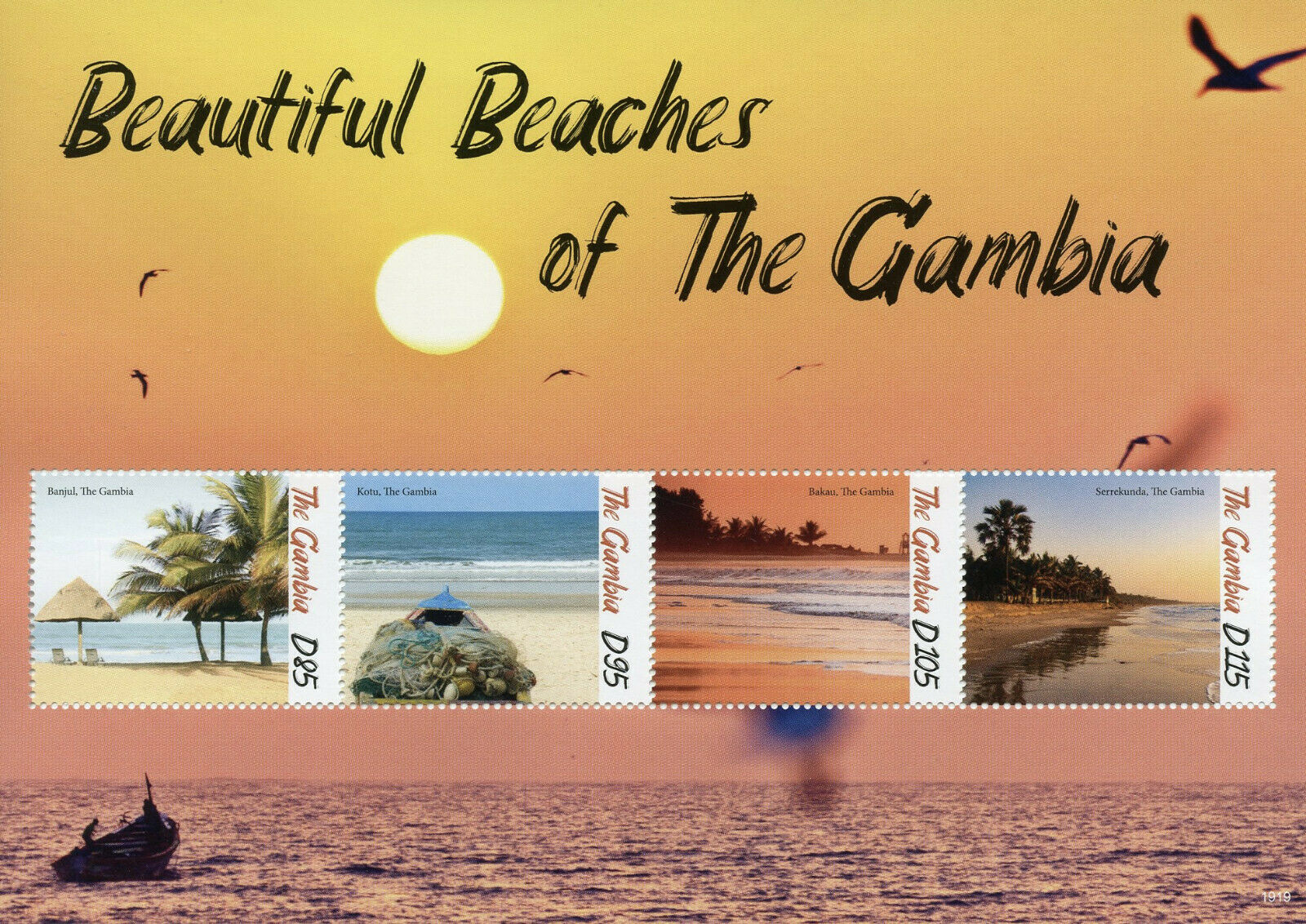 Gambia Landscapes Stamps 2019 MNH Beautiful Beaches Trees Tourism 4v M/S