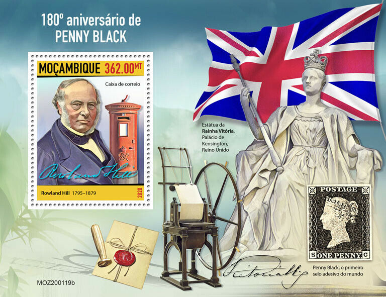 Mozambique 2020 MNH Stamps-on-Stamps Stamps Penny Black Rowland Hill 1v S/S
