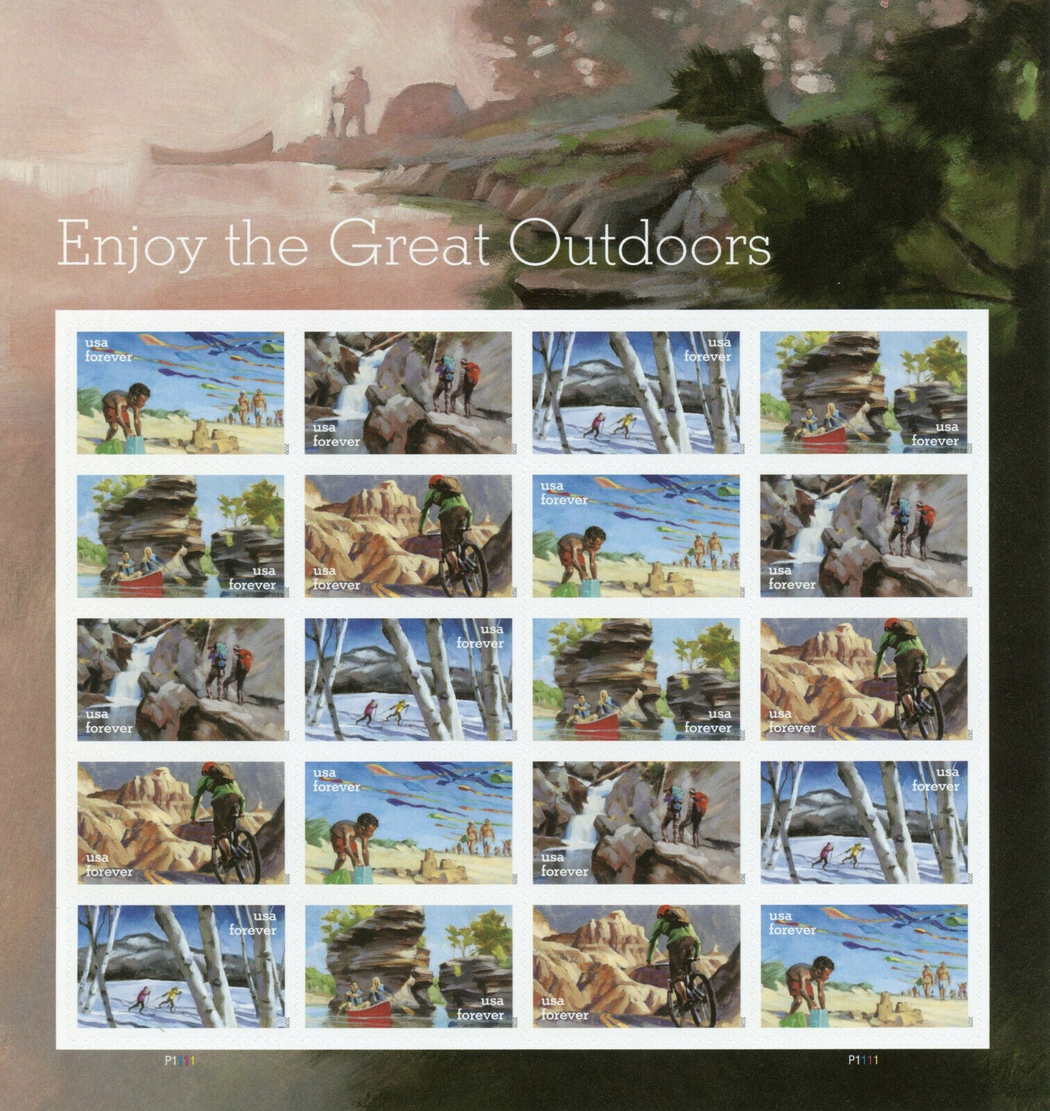 USA Landscapes Stamps 2020 MNH Outdoor Activities Cycling Hiking 20v S/A M/S