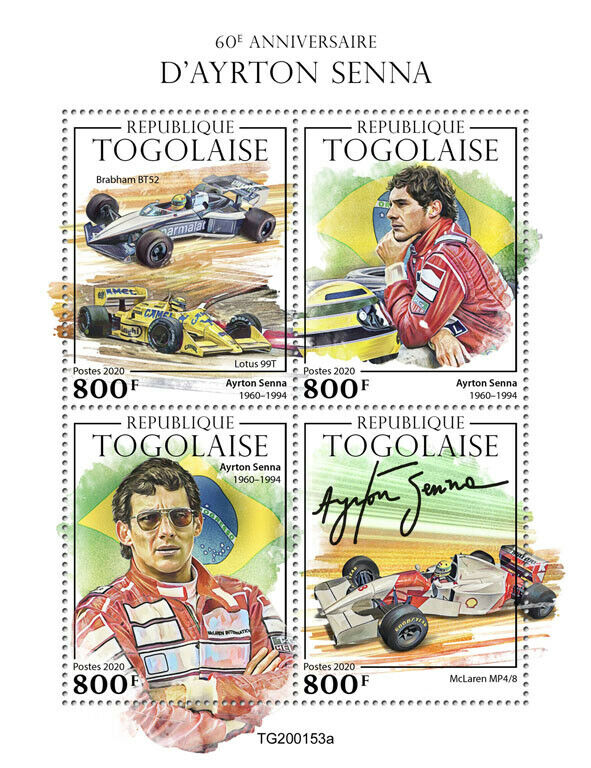 Togo 2020 MNH Sports Stamps Ayrton Senna McLaren Formula One F1 4v M/S