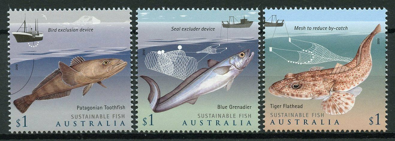 Australia 2019 MNH Sustainable Fish Fishing 3v Set Boats Ships Marine Stamps
