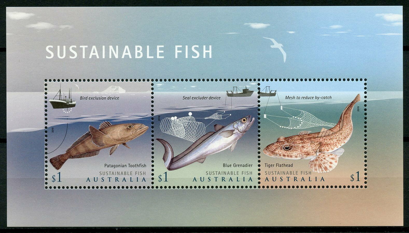 Australia 2019 MNH Sustainable Fish Fishing 3v M/S Boats Ships Marine Stamps