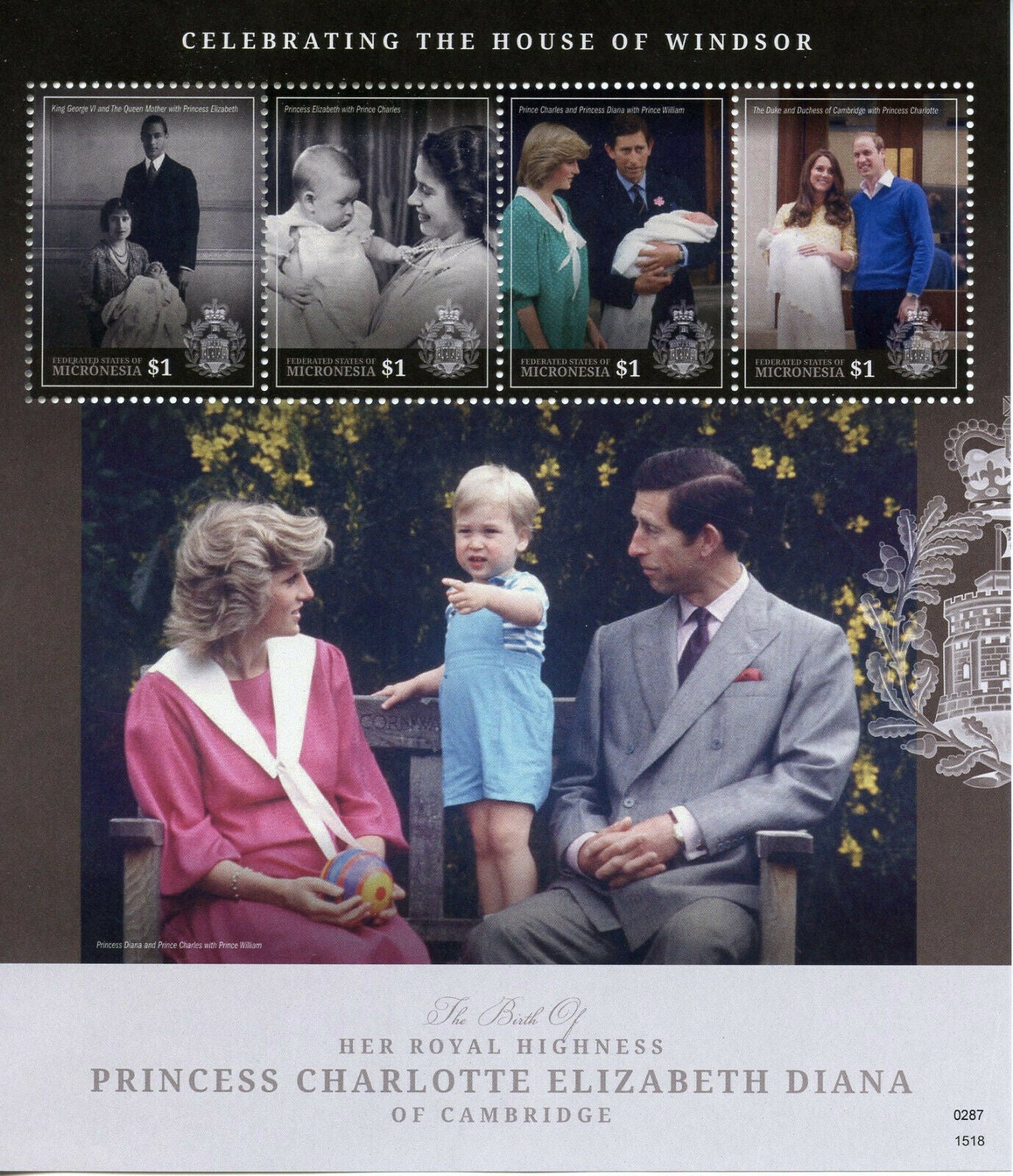 Micronesia Royalty Stamps 2015 MNH Princess Charlotte Birth Royal Baby 4v M/S