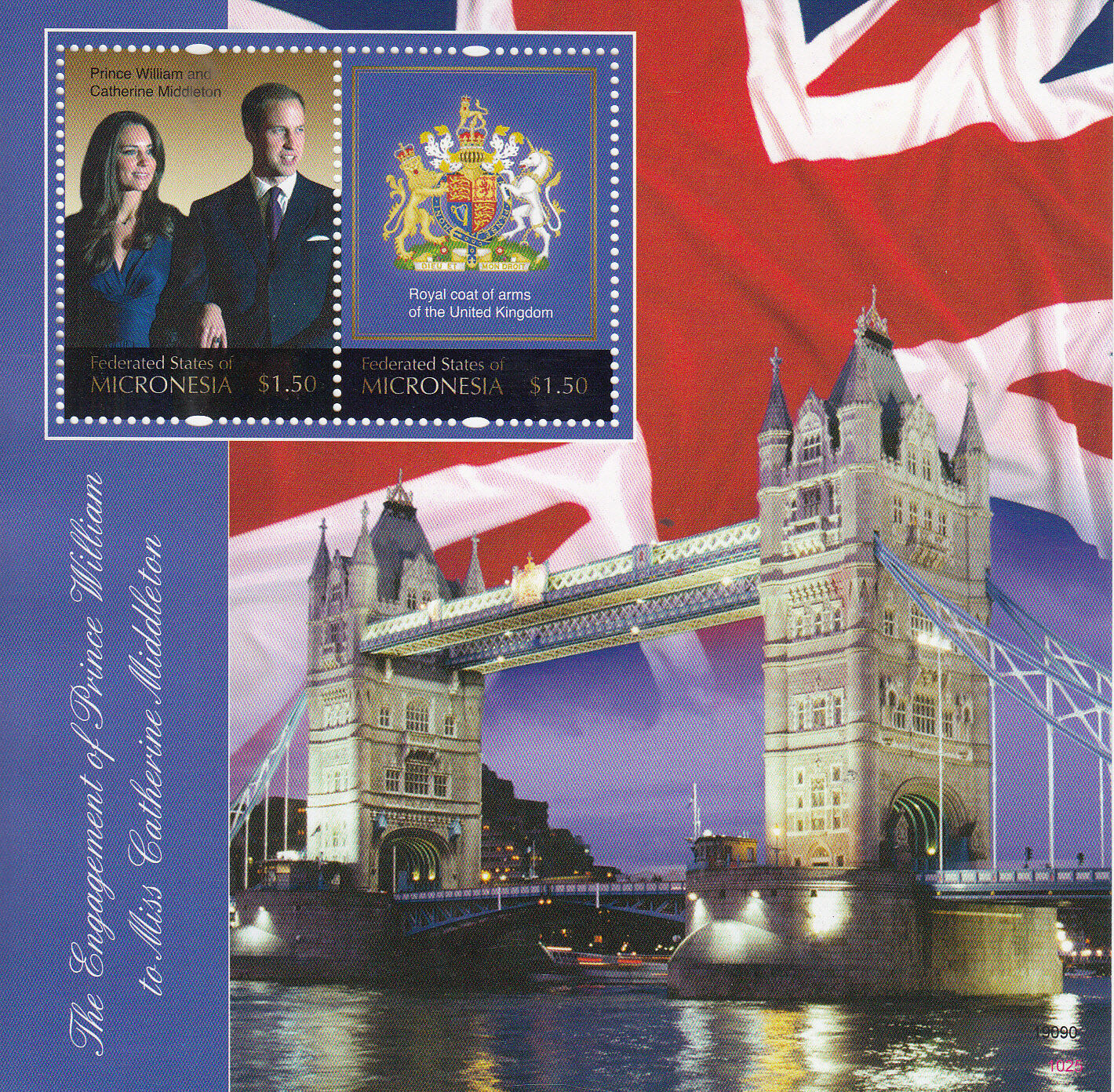 Micronesia Royalty Stamps 2010 MNH Royal Engagement Prince William Kate 2v S/S I