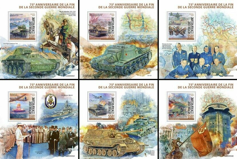 Central African Rep 2020 MNH Military Stamps End of World War WWII WW2 6x 1v S/S