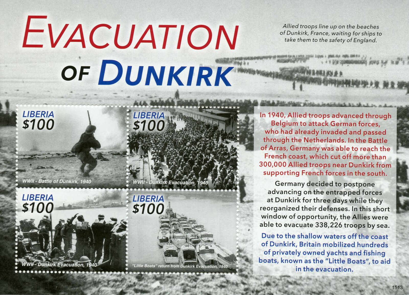 Liberia 2015 MNH Military Stamps WWII WW2 Evacuation of Dunkirk Ships 4v M/S