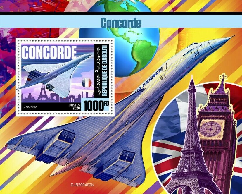 Djibouti Aviation Stamps 2020 MNH Concorde Big Ben Eiffel Tower Aircraft 1v S/S