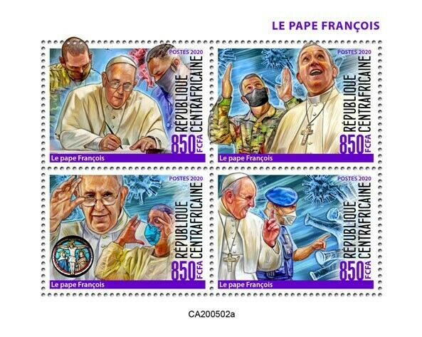 Central African Rep 2020 MNH Pope Francis Stamps Corona Covid-19 Medical Famous People 4v M/S