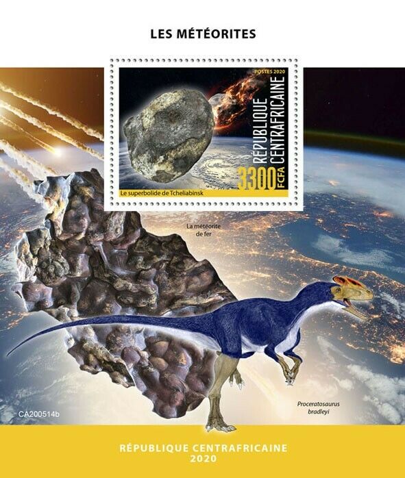 Central African Rep 2020 MNH Space Stamps Meteorites Meteorite Dinosaurs 1v S/S