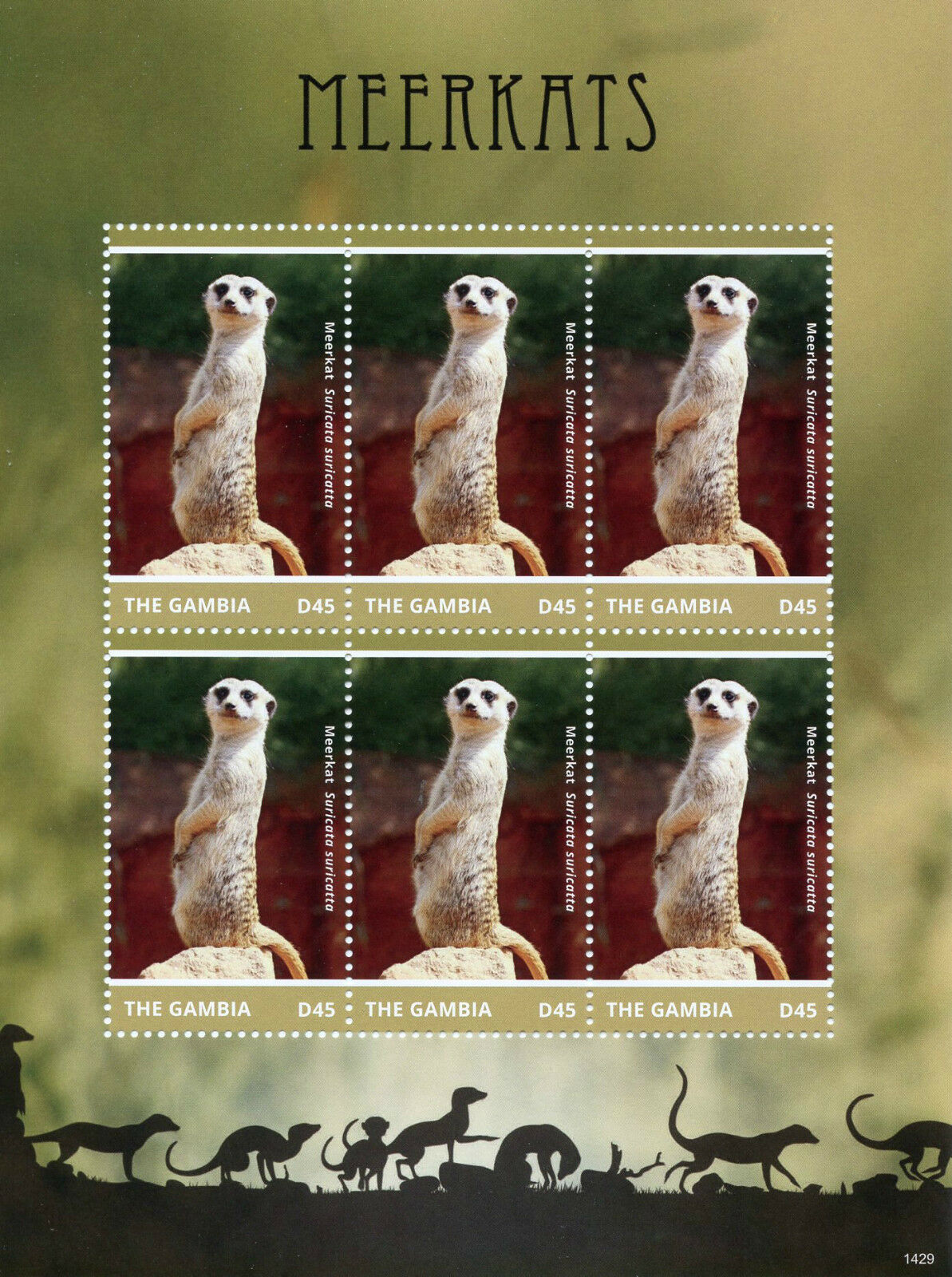 Gambia Wild Animals Stamps 2014 MNH Meerkats Fauna Suricata Suricatta 6v M/S II