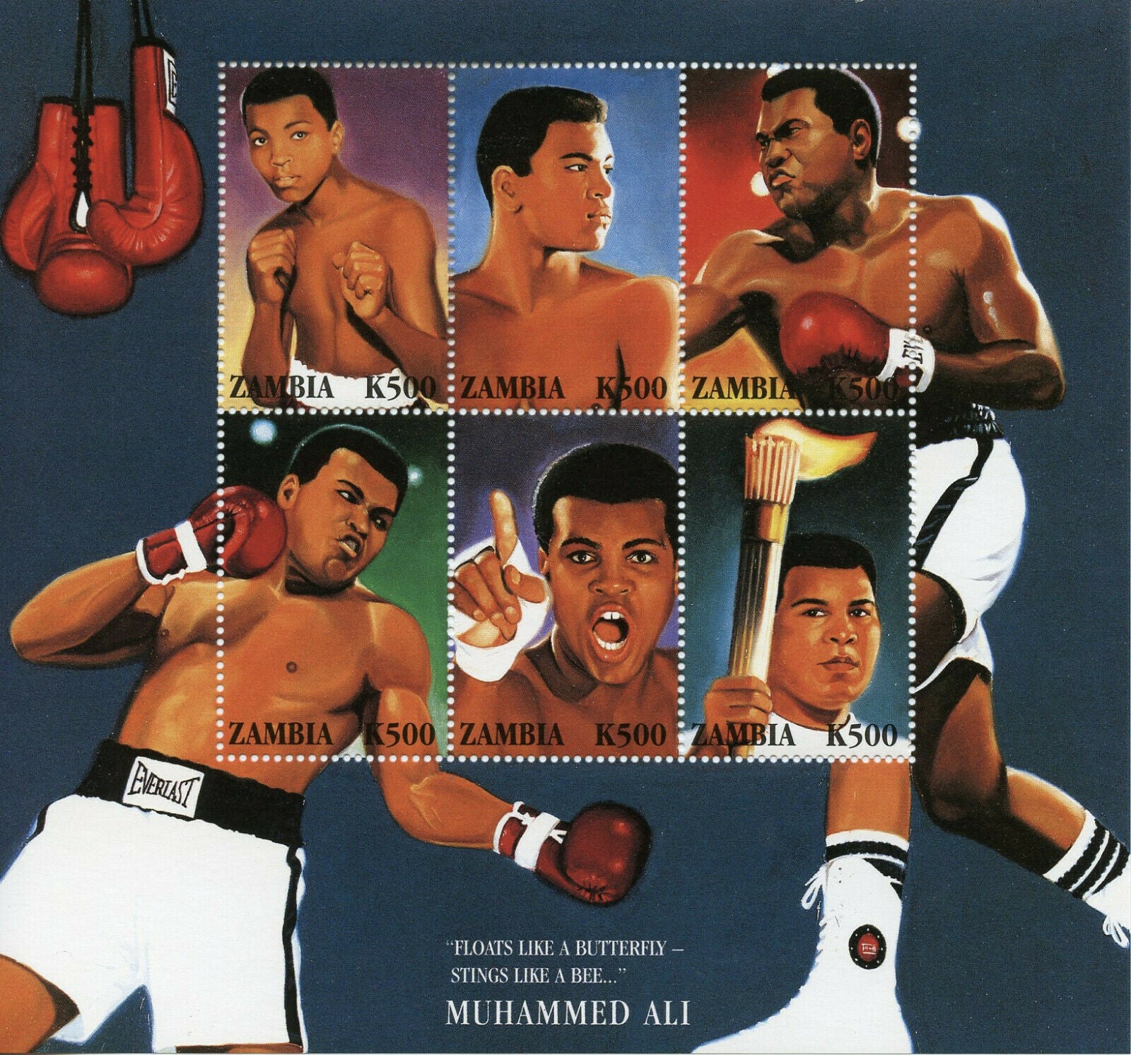 Zambia Boxing Stamps 1998 MNH Muhammad Ali Famous People Sports 6v M/S