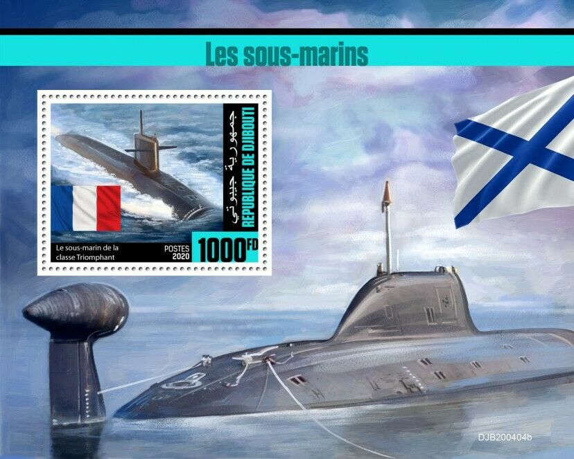 Djibouti Ships Stamps 2020 MNH Submarines Triomphant Class Submarine 1v S/S