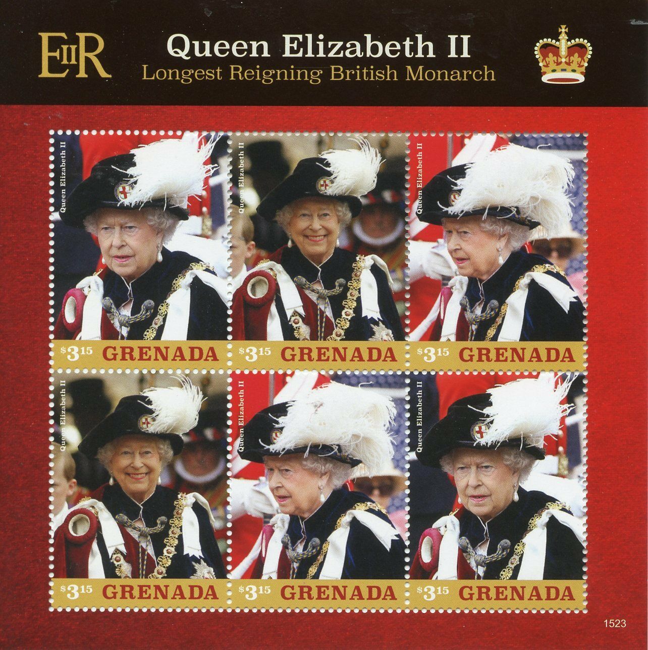 Grenada Royalty Stamps 2015 MNH Queen Elizabeth II Longest Reign Monarch 6v M/S