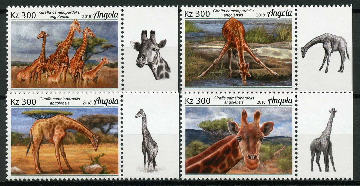 Angola 2018 MNH Wild Animals Stamps Giraffes Giraffe Mammals Fauna 4v Set