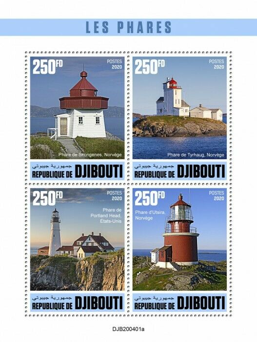 Djibouti 2020 MNH Lighthouses Stamps Portland Head Lighthouse Architecture 4v M/S