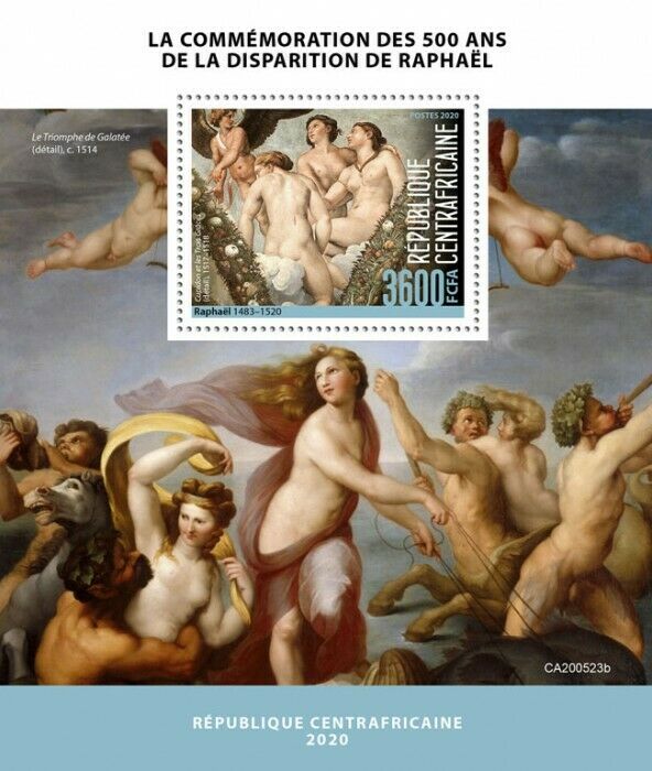 Central African Rep 2020 MNH Art Stamps Raphael Nudes Nude Paintings 1v S/S