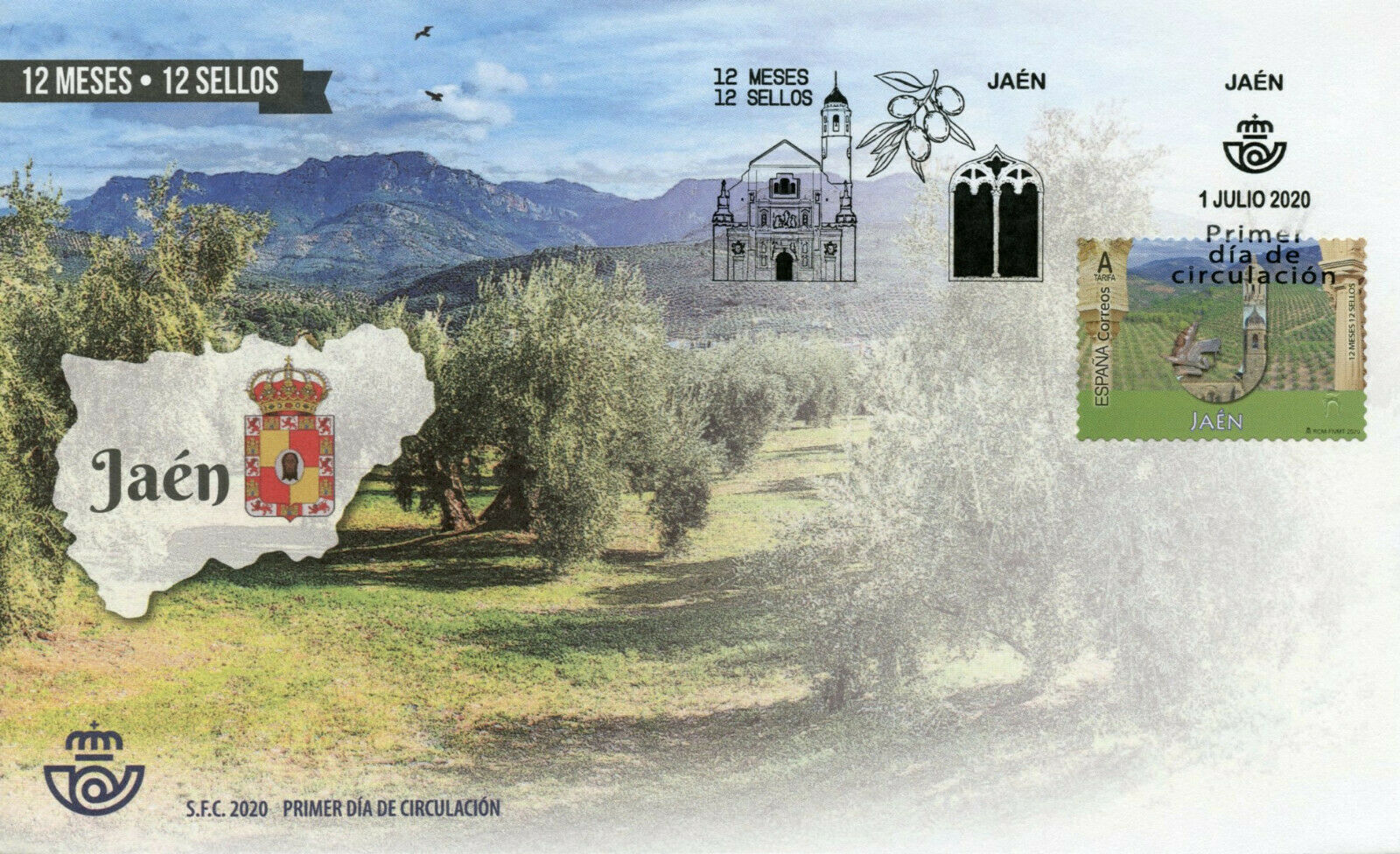 Spain 12 Months 12 Stamps 2020 FDC Jaen Landscapes Mountains 1v S/A Set