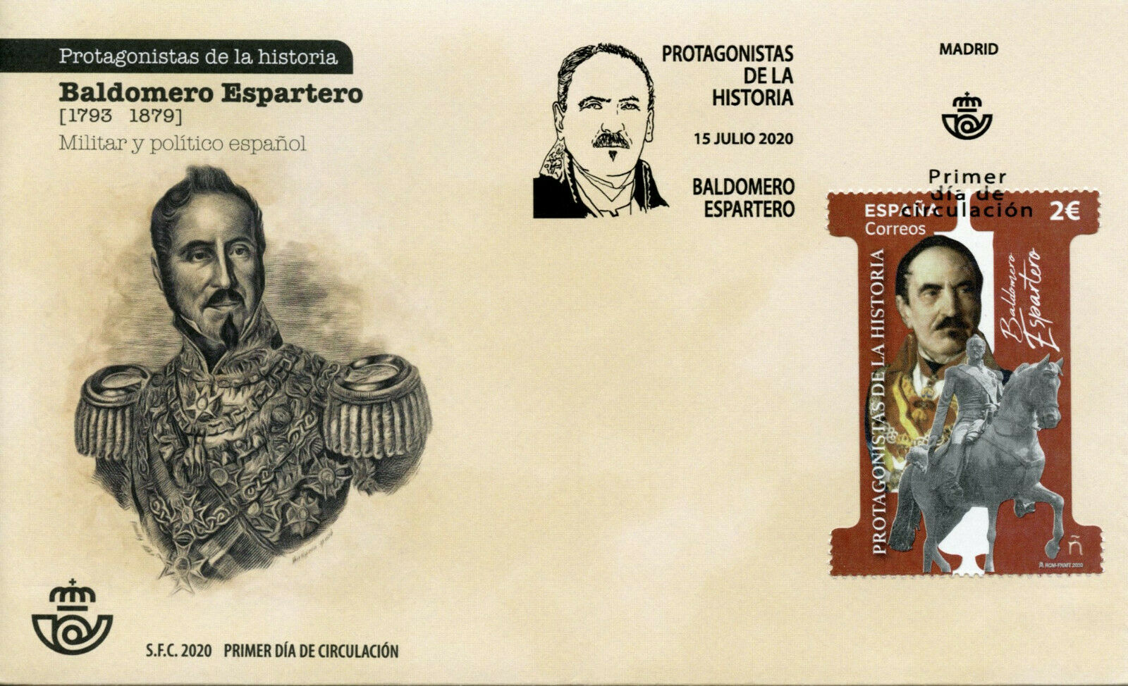 Spain Historical Figures Stamps 2020 FDC Baldomero Espartero Horses 1v Set