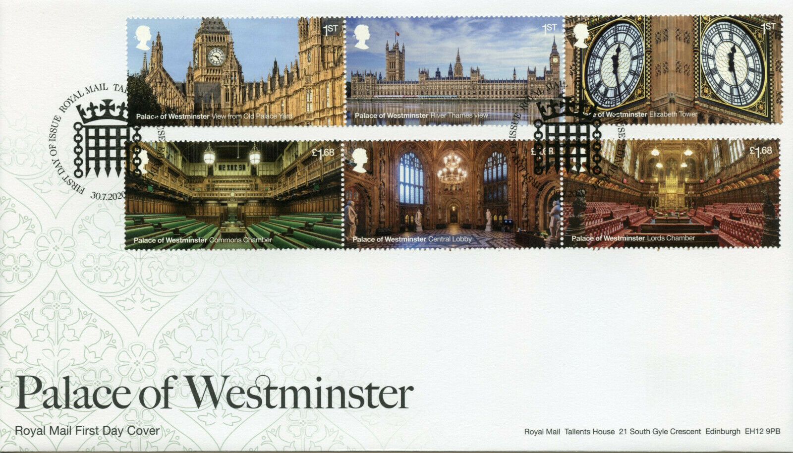 GB Architecture Stamps 2020 FDC Palace of Westminster Big Ben 6v Set in 2 Strips