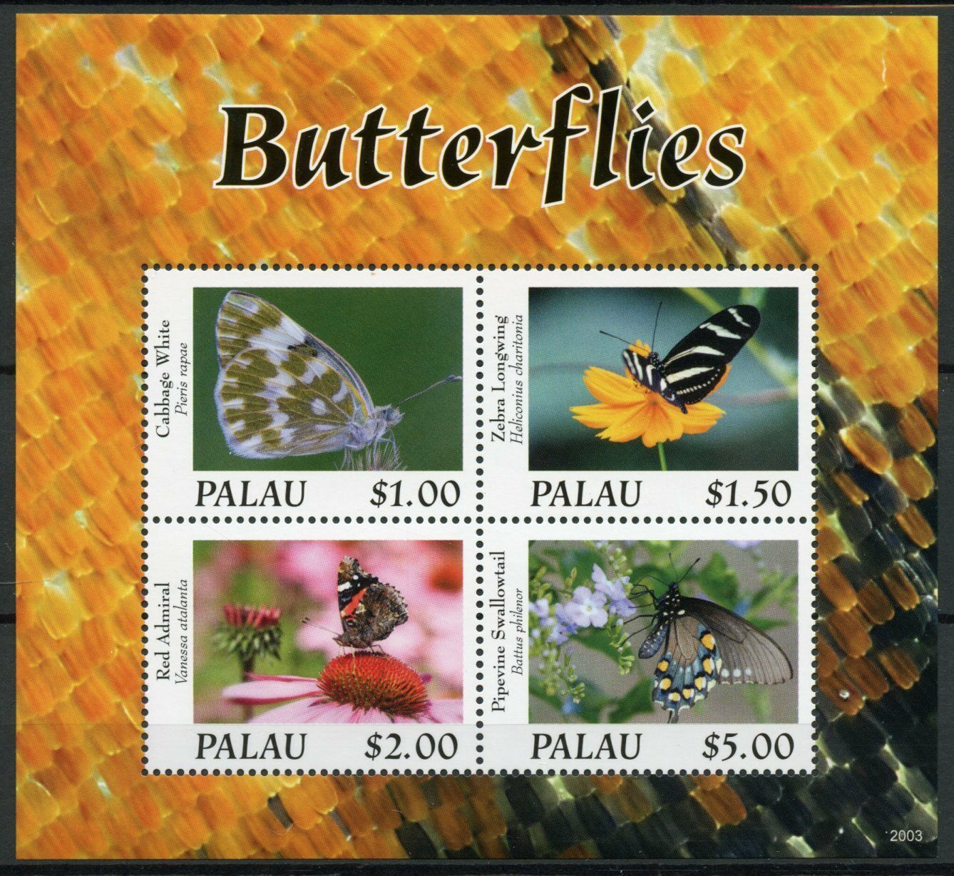 Palau 2020 MNH Butterflies Stamps Zebra Longwing Swallowtail Butterfly 4v M/S I