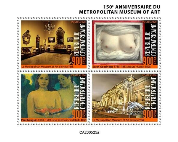 Central African Rep 2020 MNH Art Stamps Metropolitan Museum of Art Nudes Gauguin 4v M/S