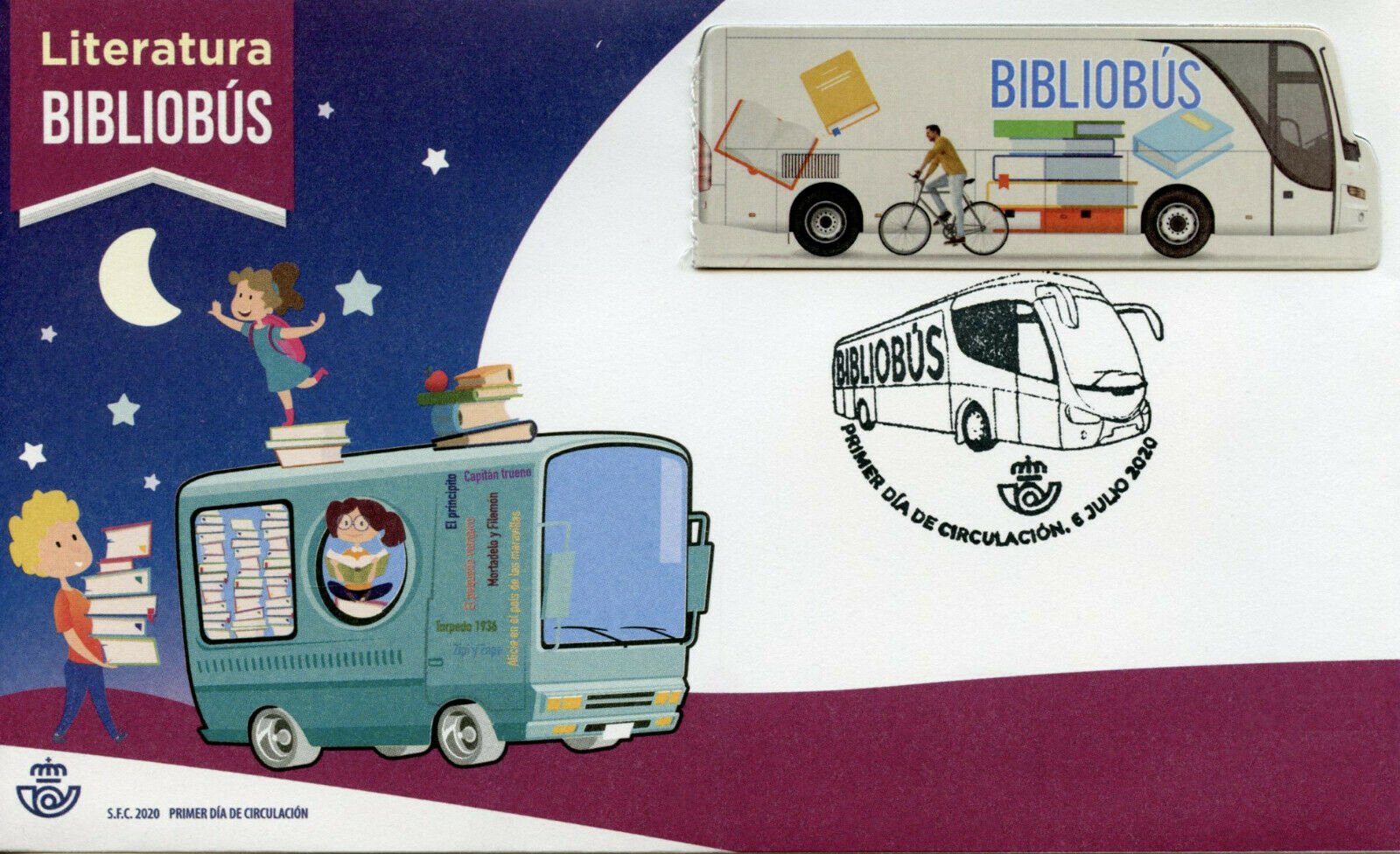 Spain Transport Stamps 2020 FDC Bibliobus Buses Bicycles Books Library 1v Set