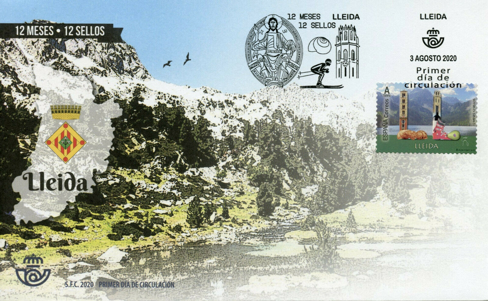 Spain 12 Months 12 Stamps 2020 FDC Lleida Landscapes Mountains 1v S/A Set