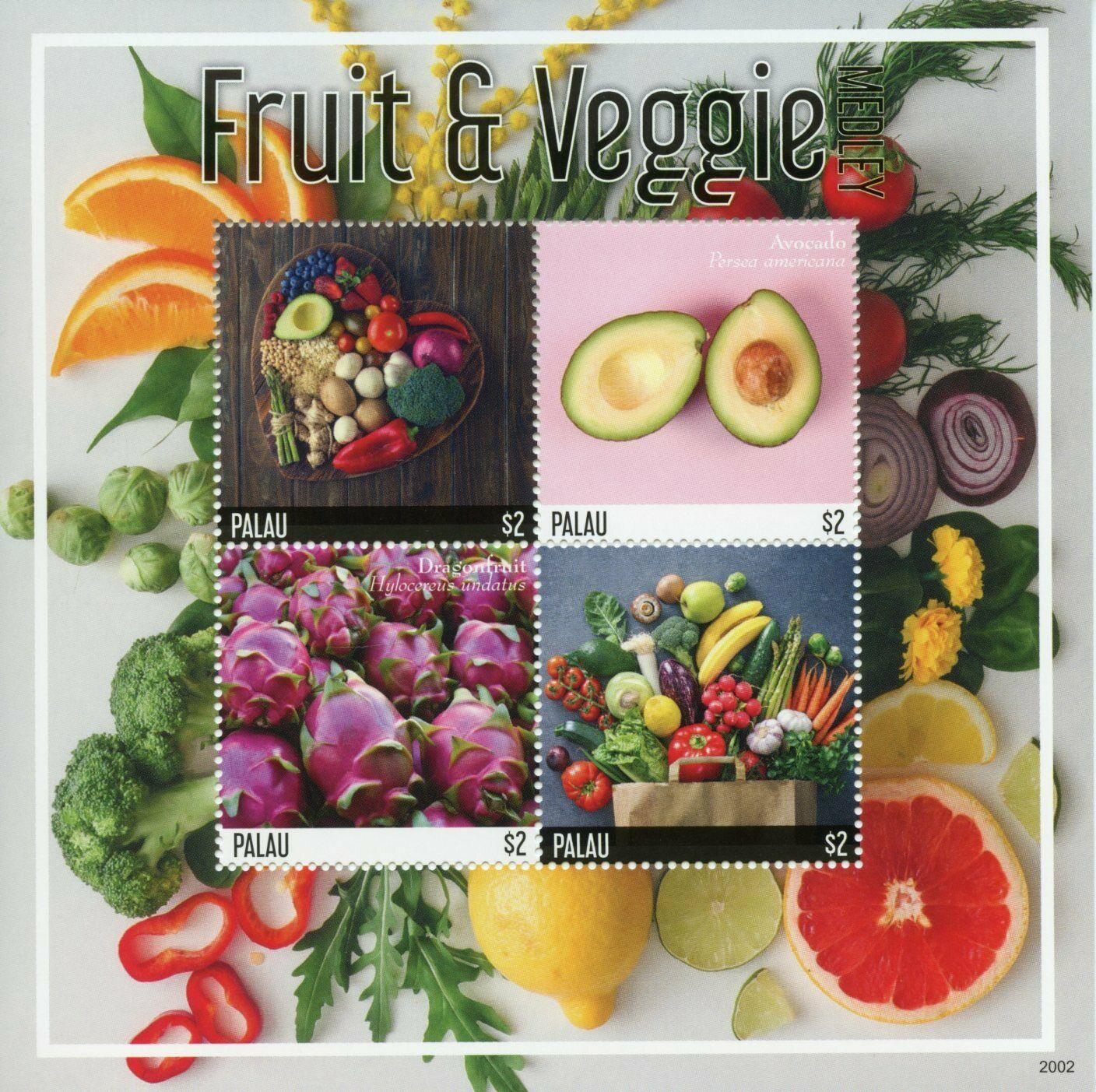Palau 2020 MNH Fruits Stamps Fruit & Veggie Medley Vegetables Avocado 4v M/S