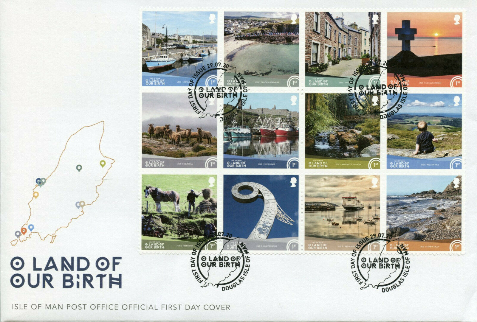 Isle of Man IOM Landscapes Stamps 2020 FDC Our Land of Birth Boats 12v Block