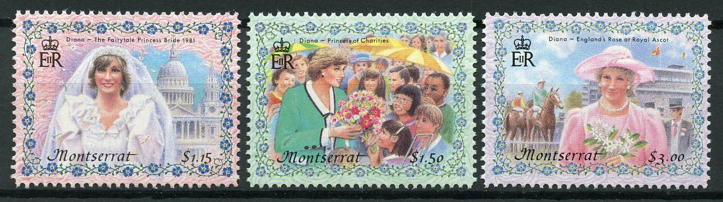 Montserrat Royalty Stamps 1998 MNH Princess Diana Famous People 3v Set
