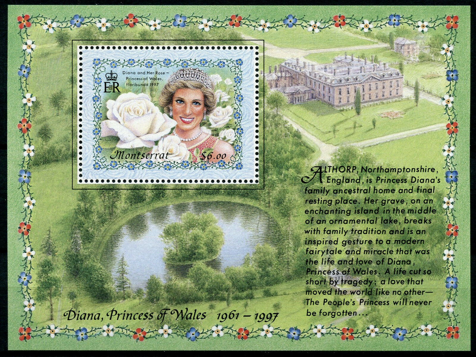 Montserrat Royalty Stamps 1998 MNH Princess Diana Famous People 1v M/S