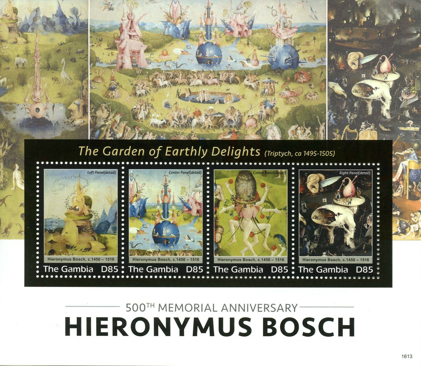 Gambia 2016 MNH Art Stamps Hieronymus Bosch 500th Memorial Paintings 4v M/S