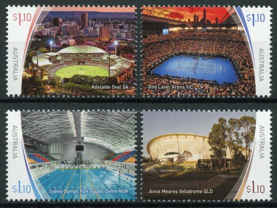 Australia Sports Stamps 2020 MNH Stadiums Tennis Cricket Cycling Swimming 4v Set