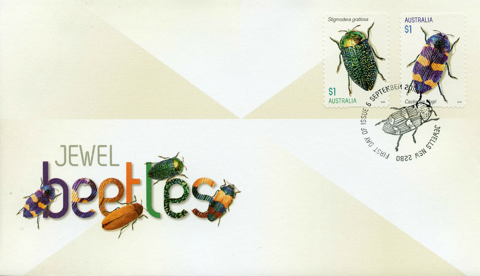 Australia 2016 FDC Jewel Beetles 2v S/A Set Cover Beetle Insects Stamps