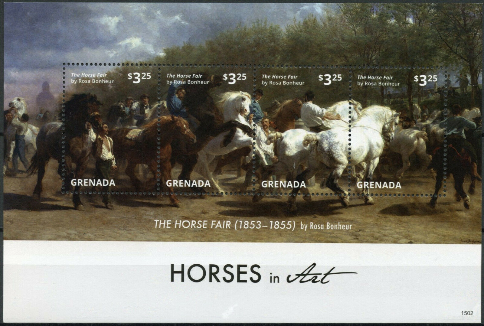 Grenada Stamps 2015 MNH Horses in Art Horse Fair by Rosa Bonheur 4v M/S I