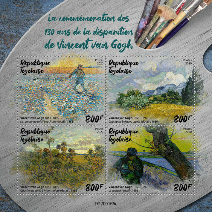 Togo 2020 MNH Art Stamps Vincent Van Gogh Paintings Famous People 4v M/S