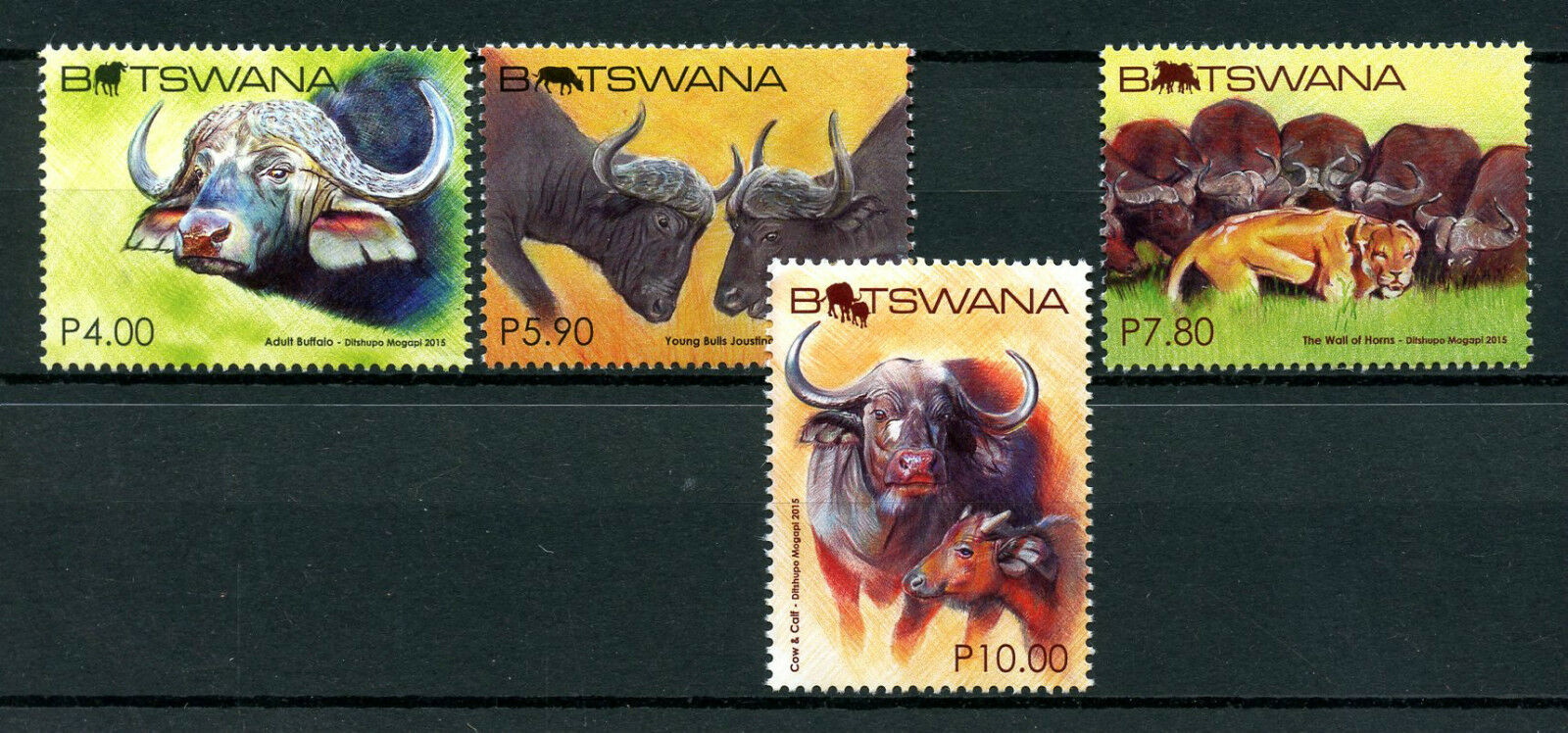 Botswana 2015 MNH African Buffalo 4v Set Buffalos Lions Wild Animals Stamps