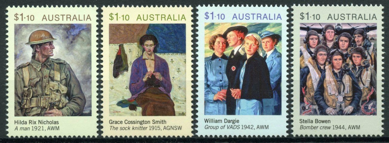 Australia Military Stamps 2020 MNH Anzac Day WWI WW1 WWII WW2 Art 4v Set