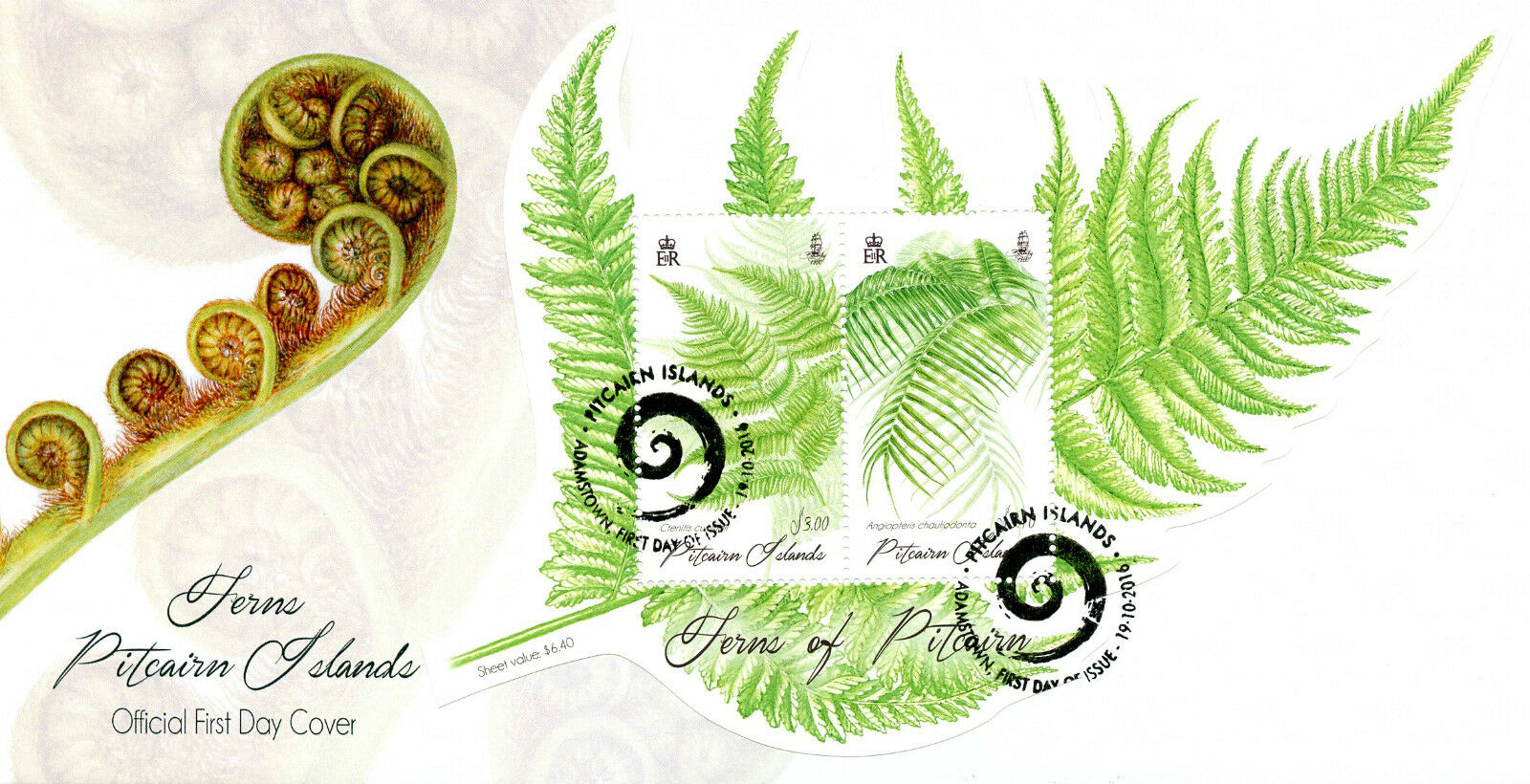 Pitcairn Islands 2016 FDC Ferns of Pitcairn 2v M/S Cover Plants Flora Stamps