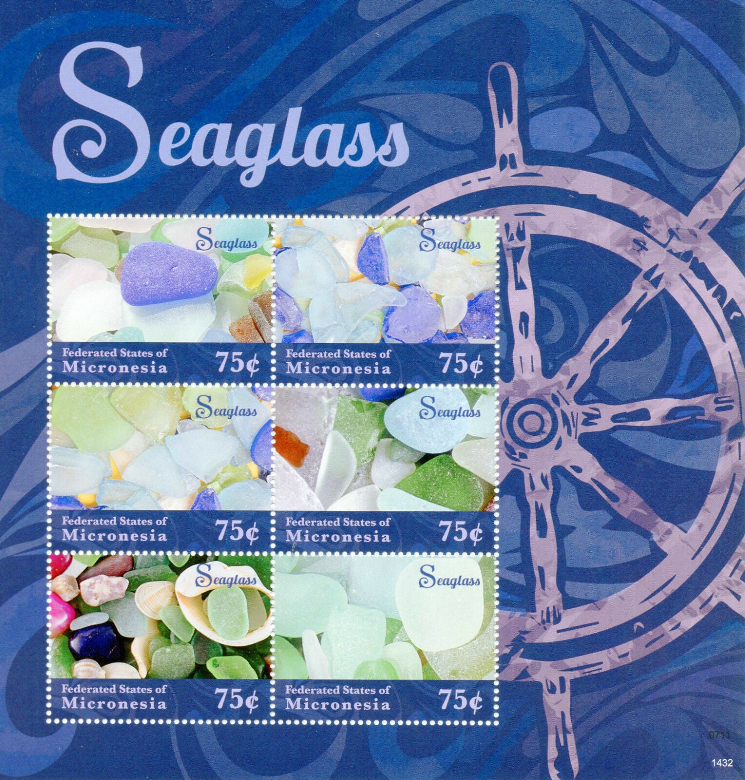 Micronesia 2014 MNH Seaglass 6v M/S Marine Sea Glass Stamps