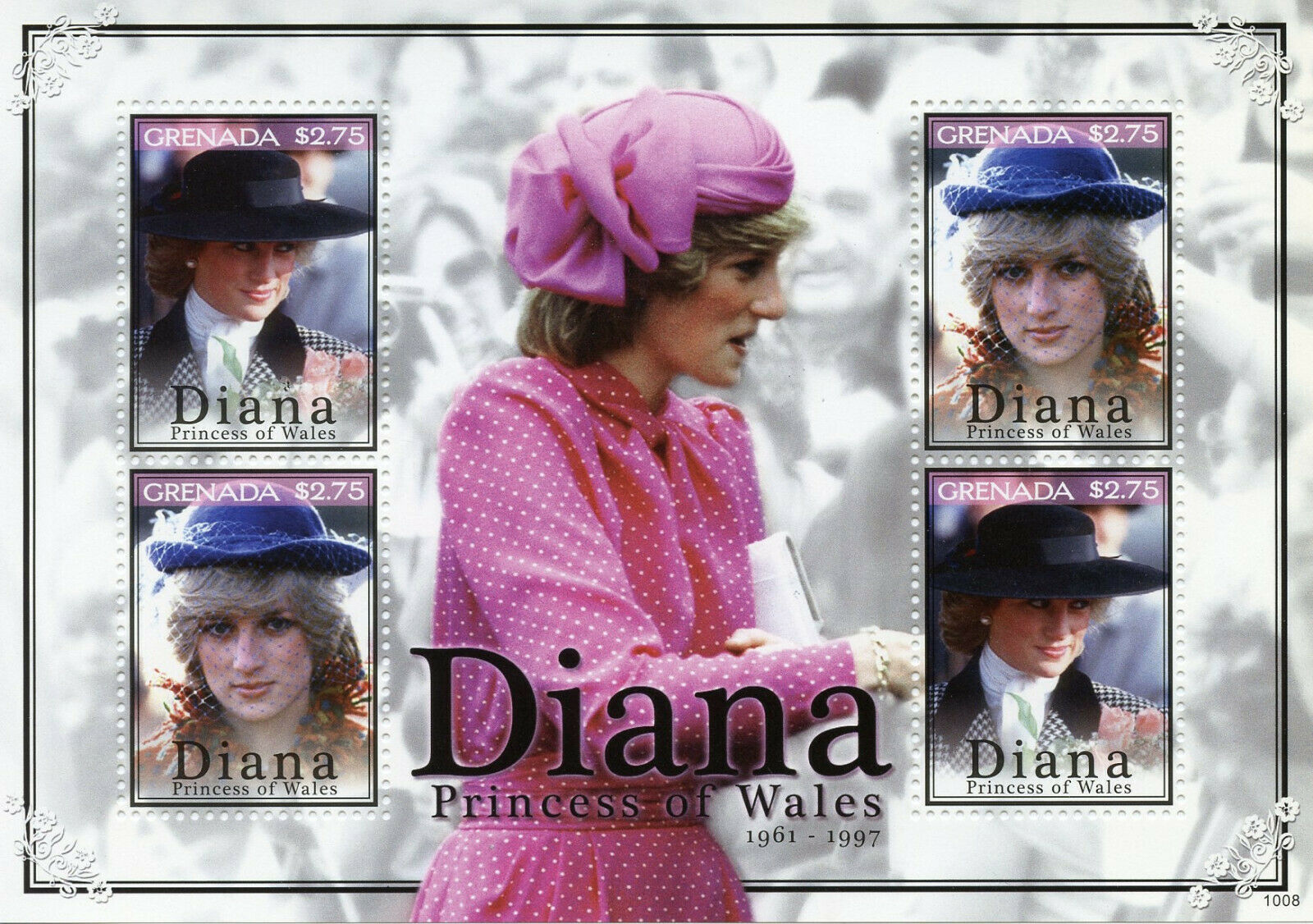 Grenada Royalty Stamps 2010 MNH Princess Diana Famous People 4v M/S II